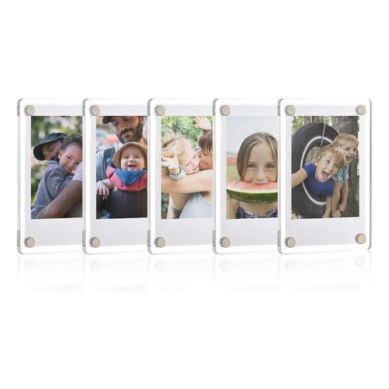 5/10/15Pcs 3-Inch Magnetic Photo Frame Double-Sided Refrigerator Transparent Acrylic Instant Film Holder Picture Display Frame Decoration