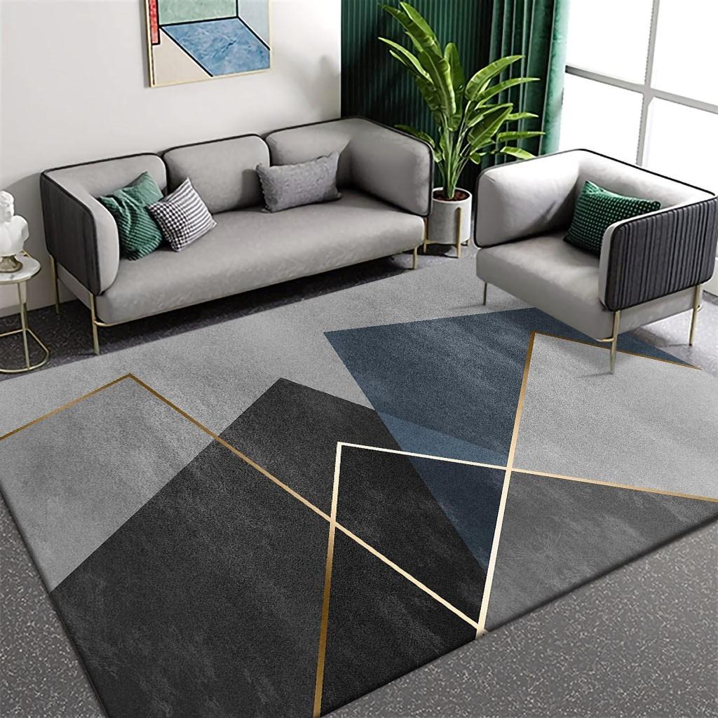 Современный Роскошный Ковер с Геометрическим и Королевским Узором, Нескользящий Мягкий Коврик для Пола, Коврик для Стола и Стула, Коврик для Кофейного Столика для Домашнего Декора