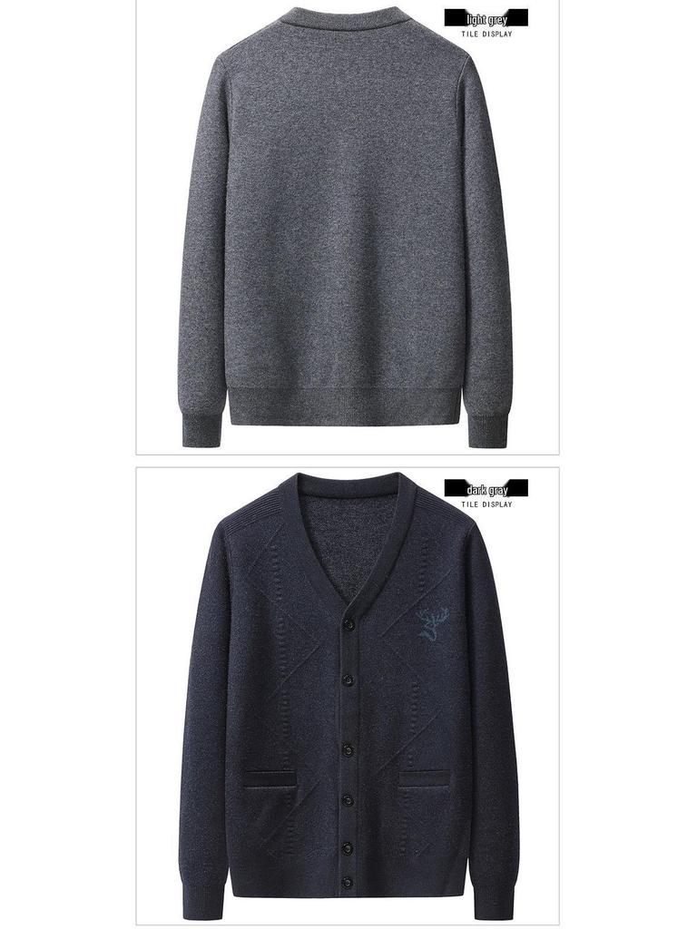 Бренд 2025 Мужской Толстый Теплый Вязаный Однобортный Кардиган - Осень/Зима