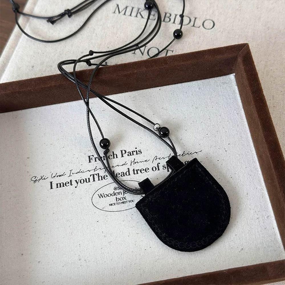 Adjustable Chain Suede Bag Necklace PU Sweater Chain Necklace Creative Gift Mini Necklace