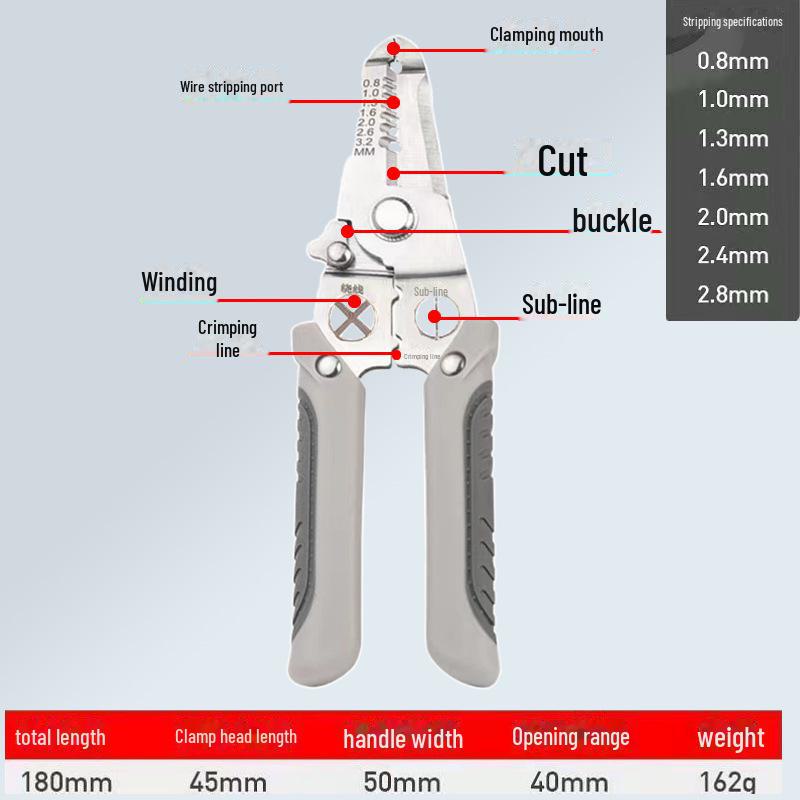 Многофункциональные плоскогубцы промышленного класса для зачистки и резки проводов (Инструмент электрика 5 в 1)