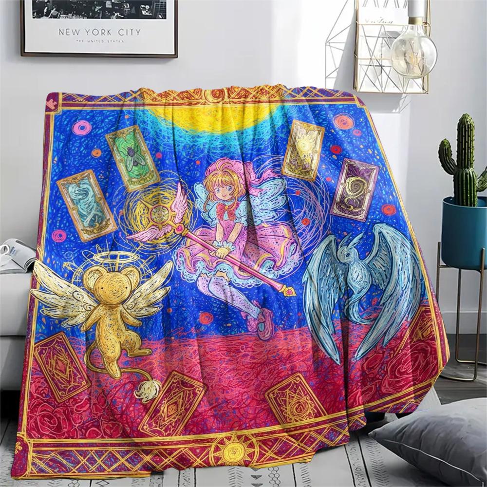 Cardcaptor Sakura Print Flannel Blanket, Ultra Soft High Quality All Seasons Warm Throw, Home Decor Cozy Blanket, Perfect Christmas Gift