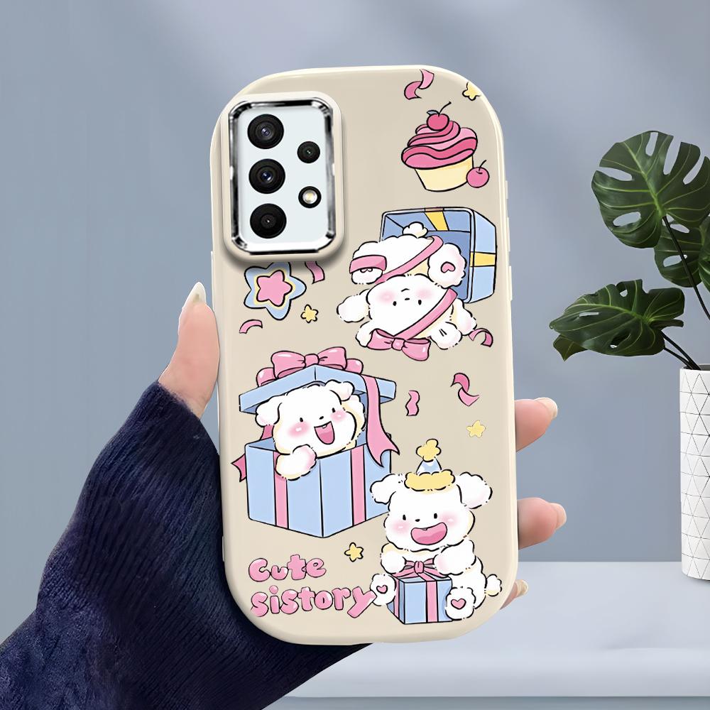 Cute Little Bears Liquid Silicone Phone Case for Samsung Galaxy S24 S23 S20 FE Plus Ultra Note 20 10 A51 A52 A54 A73 Shockproof Soft Cover Casing