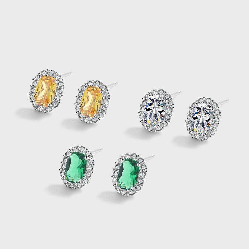 Изысканные красочные серебряные серьги с цирконом S925 для женской моды, круглые зеленые, желтые серьги с цирконом, ювелирные изделия, подарок на годовщину, ювелирные изделия из стерлингового серебра
