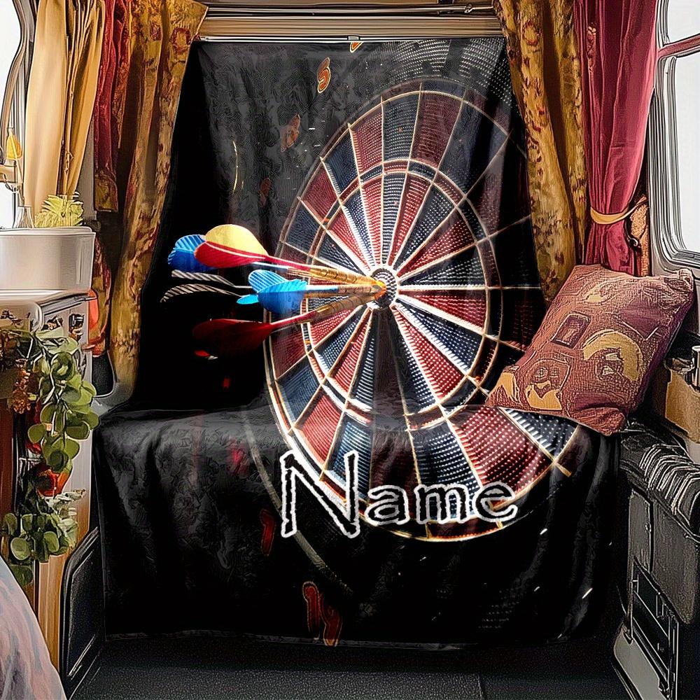 Darts Board With Arrows Blanket Personalized Name Soft Comfortable Stylish Blanket Car Blanket Perfect For Travel Camping Outdoor Home Suitable For