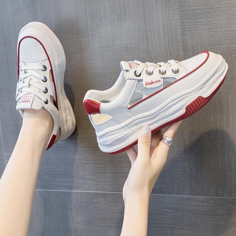 Туфли из натуральной кожи белого цвета, спортивная повседневная обувь, сандалии на толстой подошве