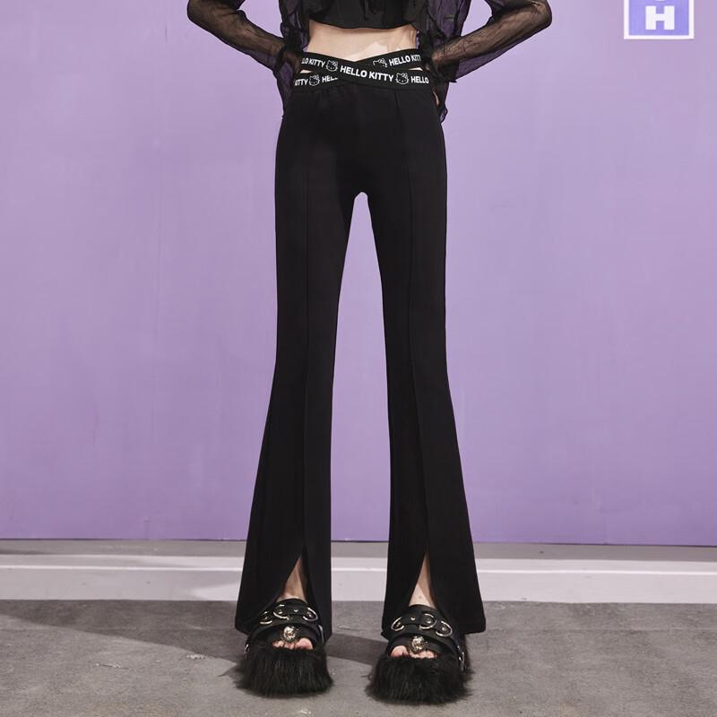 UNIFREE Women's Printed Slit Flared Casual Pants
