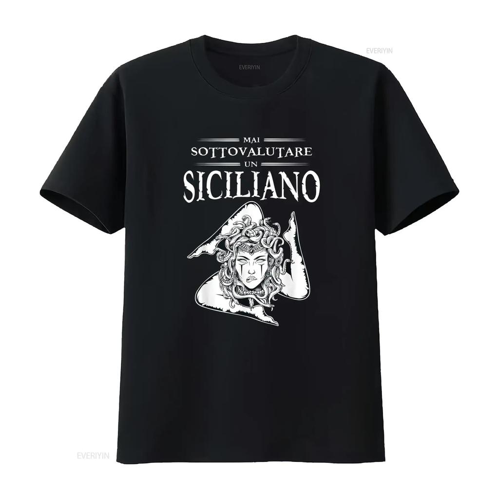 Never Underestimate A Sicilian Trinacria Sicilia Heraldik T Shirt vintage Washed Stretched fashion Breathable Soft Versatile