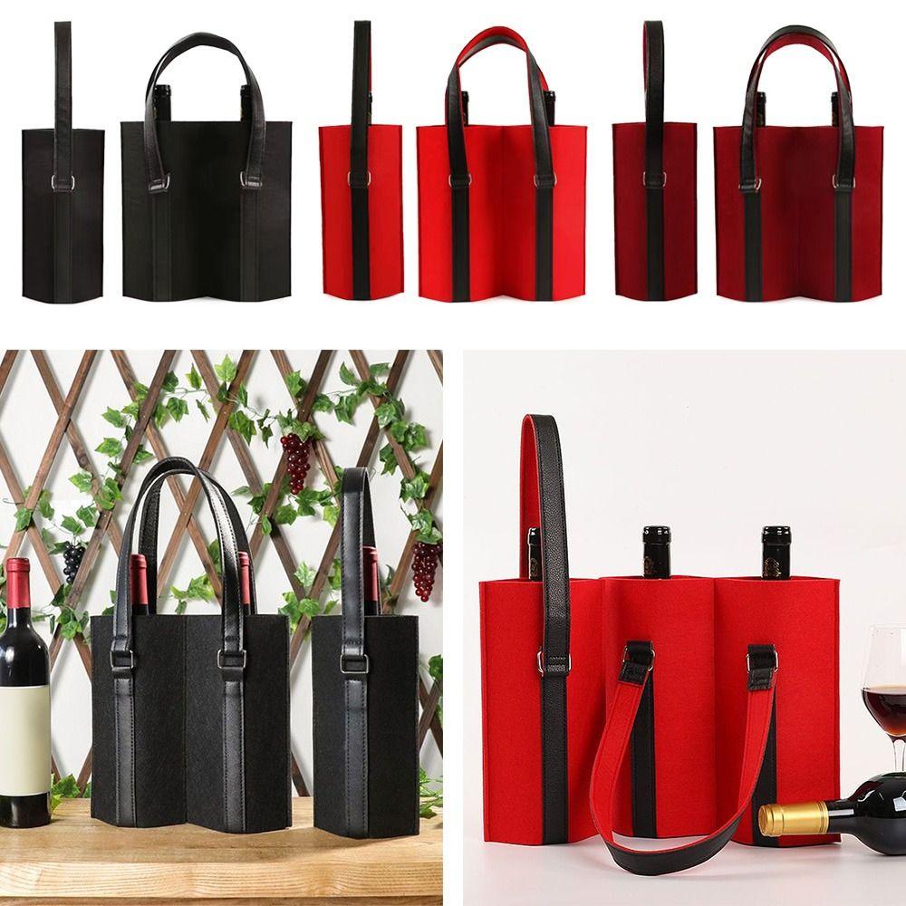 Protable Storage Bag Simple Red Wine Pouch Bottle Carrier Wine Storage Bag Felt Bag