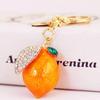 1pc Cute Rhinestone Lemon Shaped Keychain Colorful Fruit Metal Lemon Slice Key Chain Accessory Gift For Mom Friends Lightweight Luxury Accessory