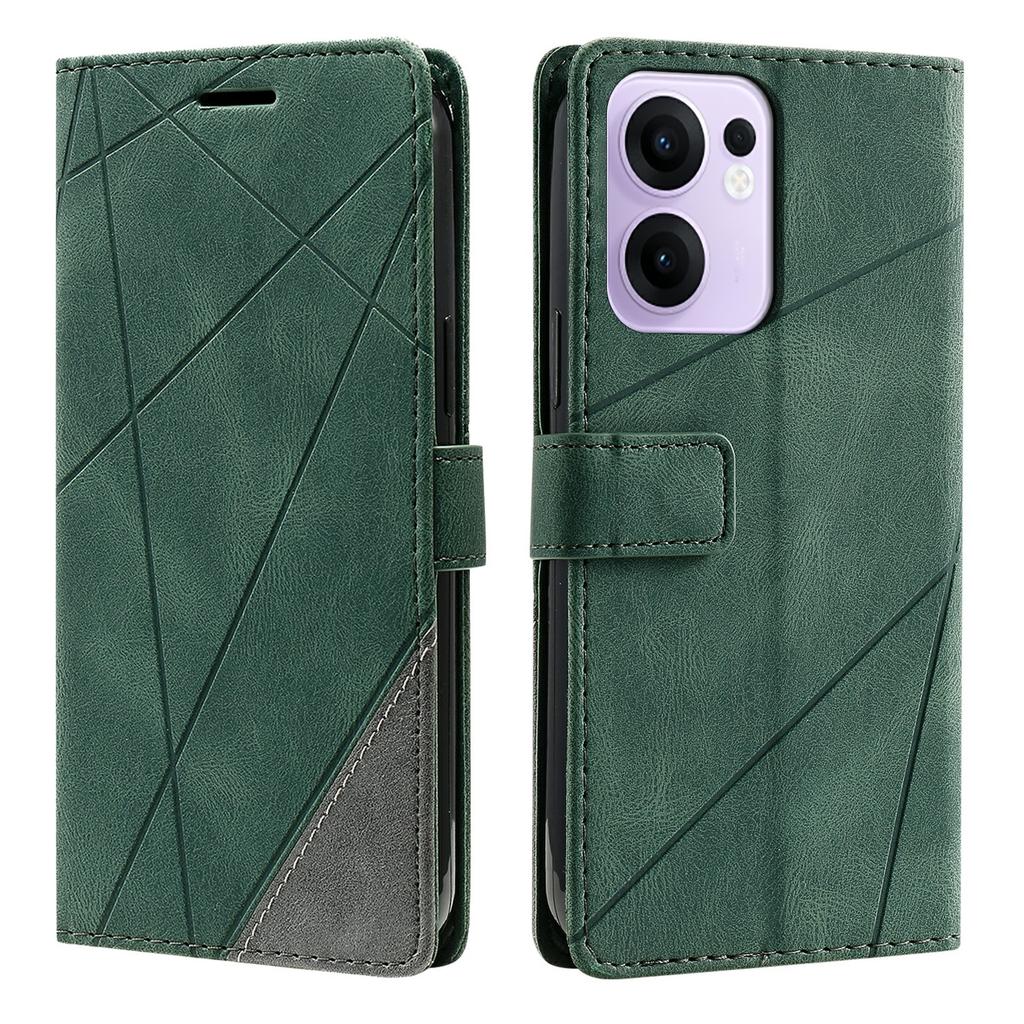For Oppo Reno13 F 4G/5G Case Imprinted Lines PU Leather Splicing Wallet Phone Cover