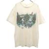 Anvil 90s Old Animal Print Short Sleeve T-shirt White Men's Used