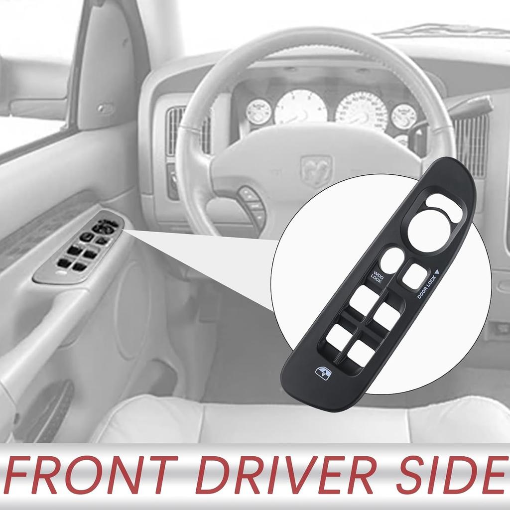 Black Master Power Door Window Switch Bezel Front Driver Side | for 2002-2008 Dodge Ram 1500 2500 3500 Quad Cab,2006-2008 Dodge Ram 1500 2500 3500