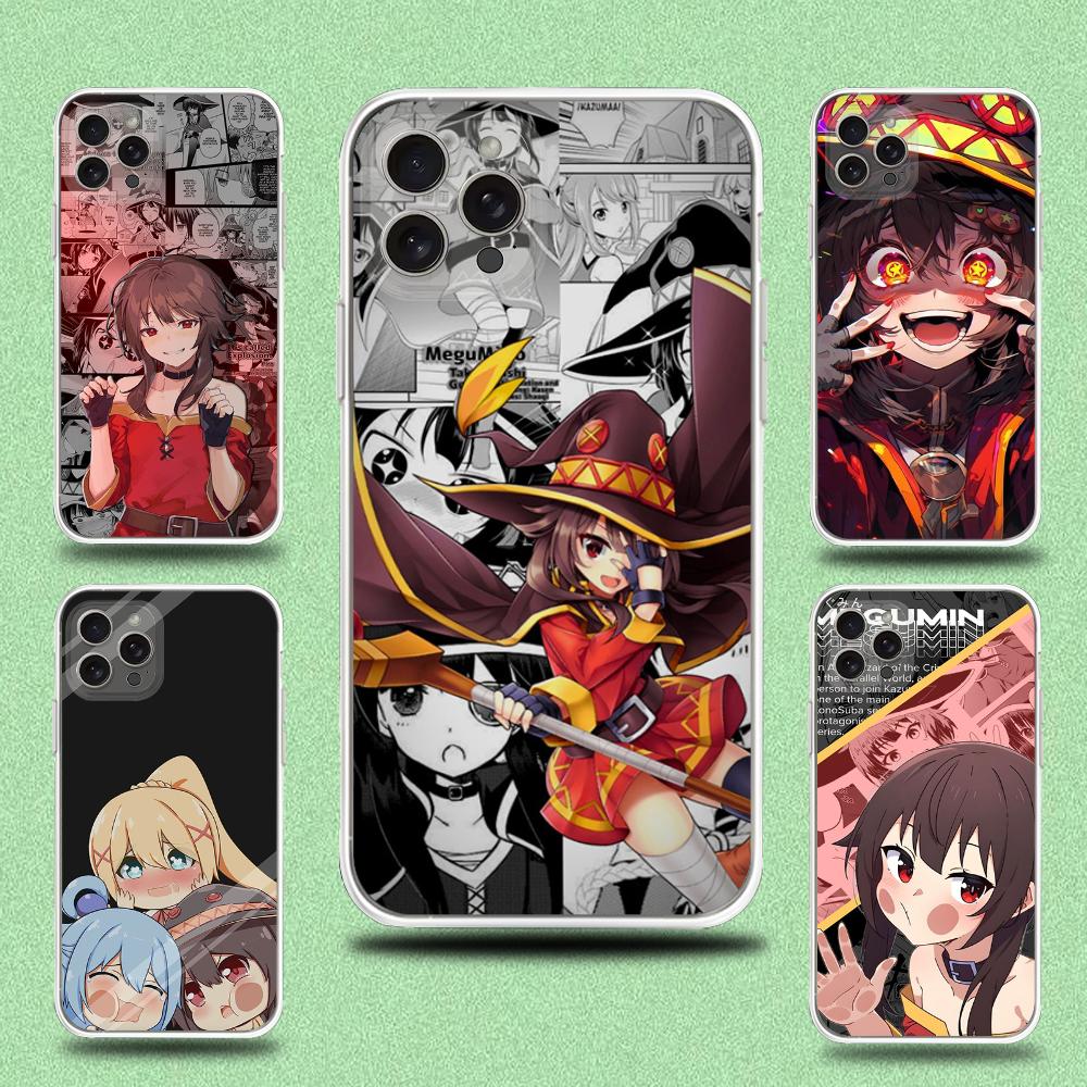 Чехол для телефона Megumin Anime K-KonoSuba для iPhone 16,15,14,13,12,11 Plus,Pro,Max,XR,XS,X,7,8 Plus,SE,Mini Прозрачный корпус