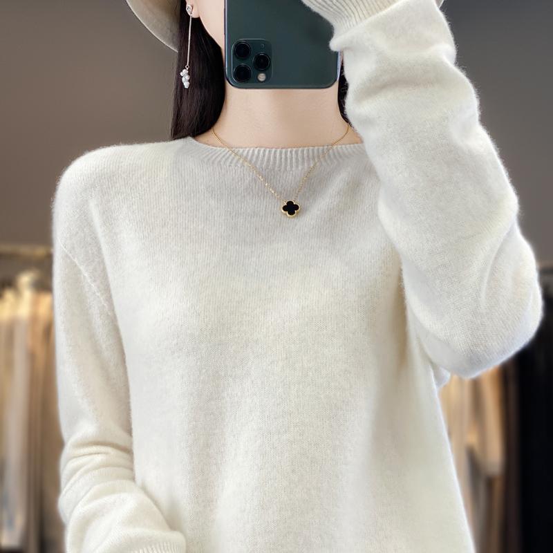 Женский кашемировый свитер Qinghe Cashmere 30% Кашемир 70% Шерсть Осенне-зимний кашемировый пуловер Мягкий и теплый