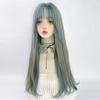 Длинные прямые зеленые смешанные парики с челкой, синтетический парик Лолиты для косплея, натуральный женский парик из волос для повседневной вечеринки
