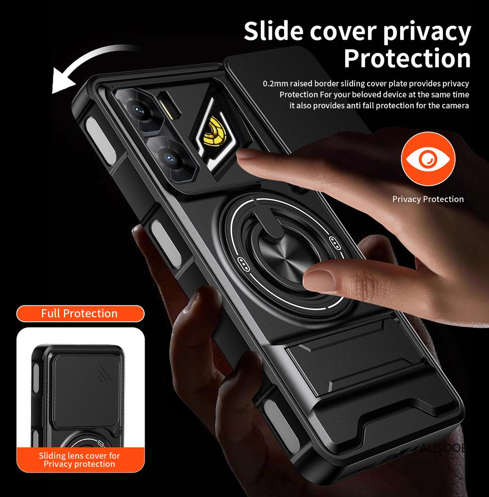 Чехол для Nubia Neo 3 5G Чехол Вращающийся Сдвижной Защита камеры Кольцо-подставка Противоударная крышка Capa Funda