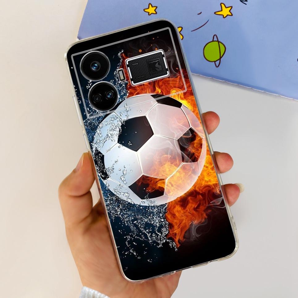 For Realme GT5 Case Clear Silicone Soft TPU Cover For OPPO Realme GT 5 RealmeGT5 Cases Flower Marble Jelly Bumper Coques