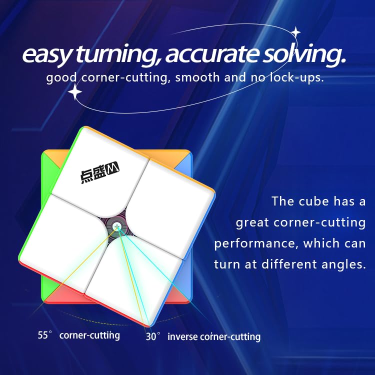 Kancharo Diansheng 9cm Magnetic 2x2 Cube [Pouch Included/Authentic] 2x2x2 Cube with Magnets, Stickerless