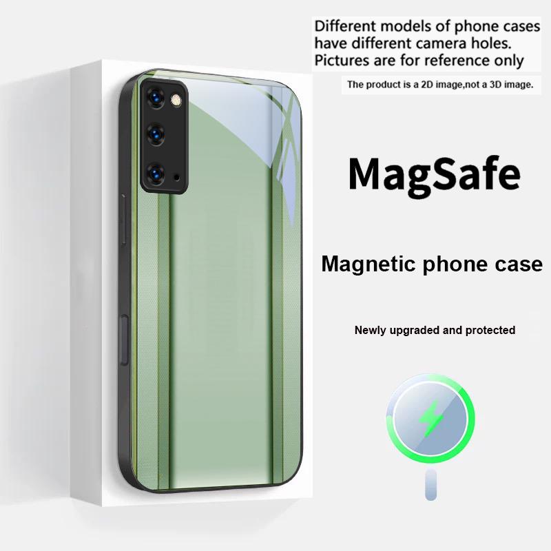 Золотисто-оранжевая рамка Для Magsafe Samsung S25 S25 Edge S25Ultra S8 9 10 20 S21 Pro 22 Plus S23 FE S24 Ultra Стеклянный чехол для телефона