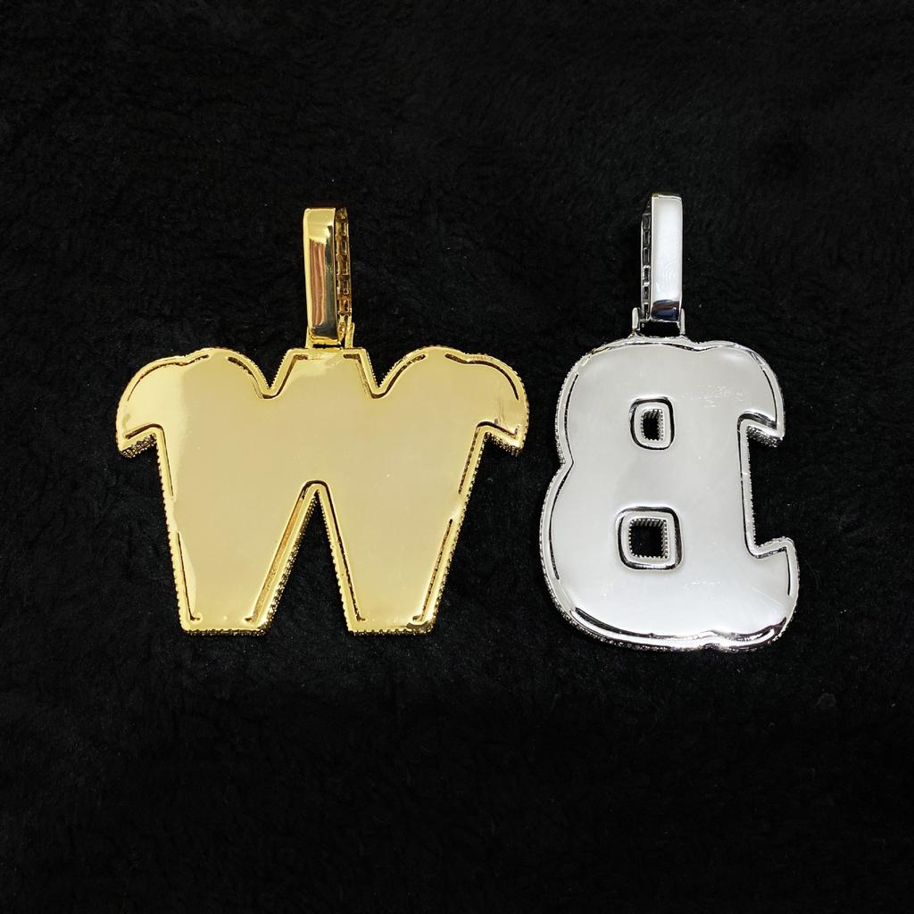 New Arrival Fish Tail Letter Pendant Hip Hop Necklace Gold Plated 5A Zircon Unisex Party