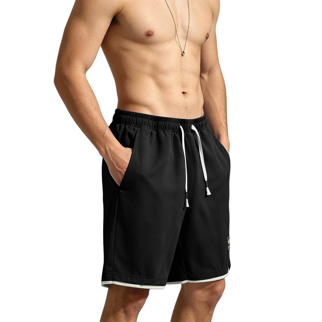 Men’s Loose Fit Outdoor Sports Quick Dry Shorts with Drawstring Waist and Letter Print for Summer Activities
