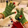 Candy Color Winter Cold Proof Knitted Gloves Warm Touchscreen Full Finger Gloves  Women