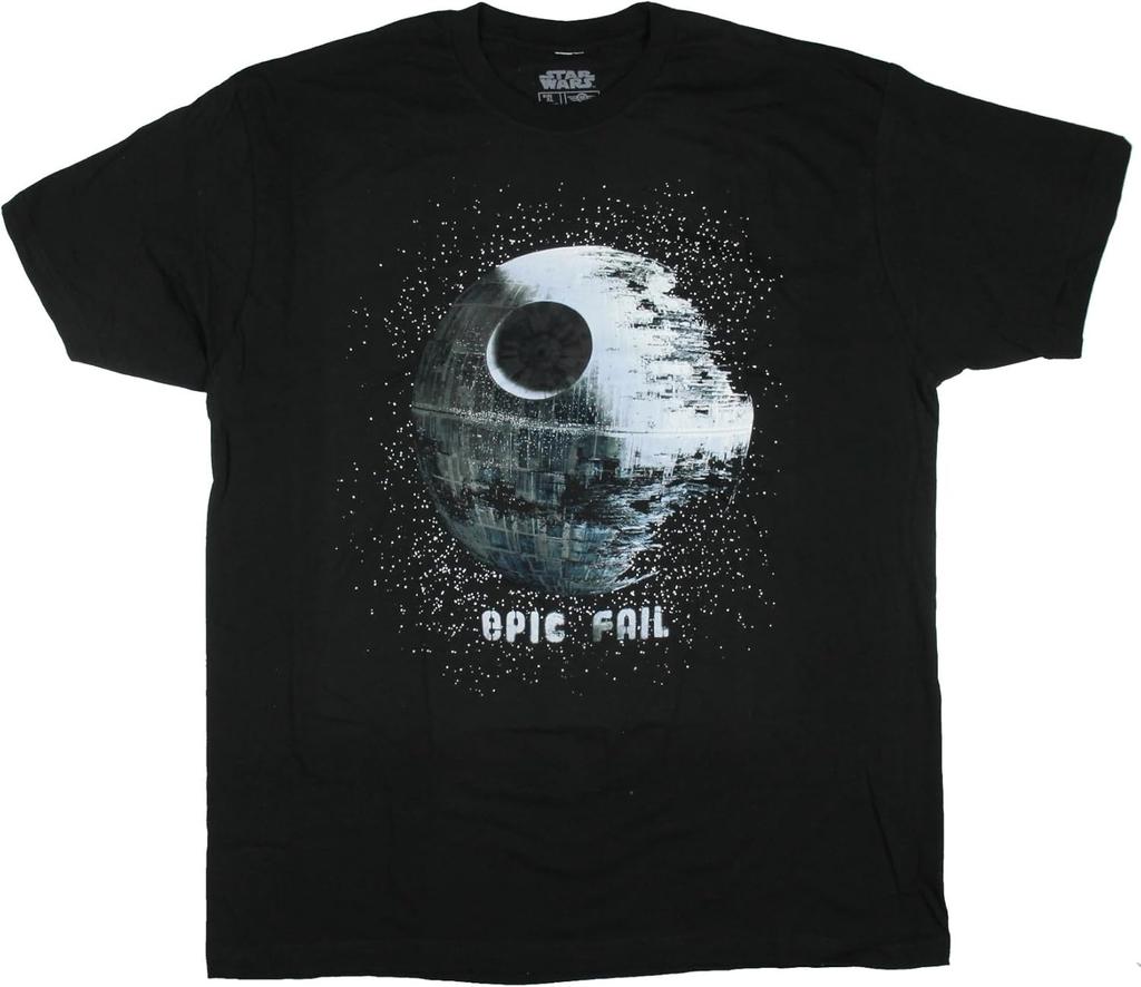Star Wars Men's Death Star Epic Fail Adult Short Sleeve Graphic Print T-Shirt
