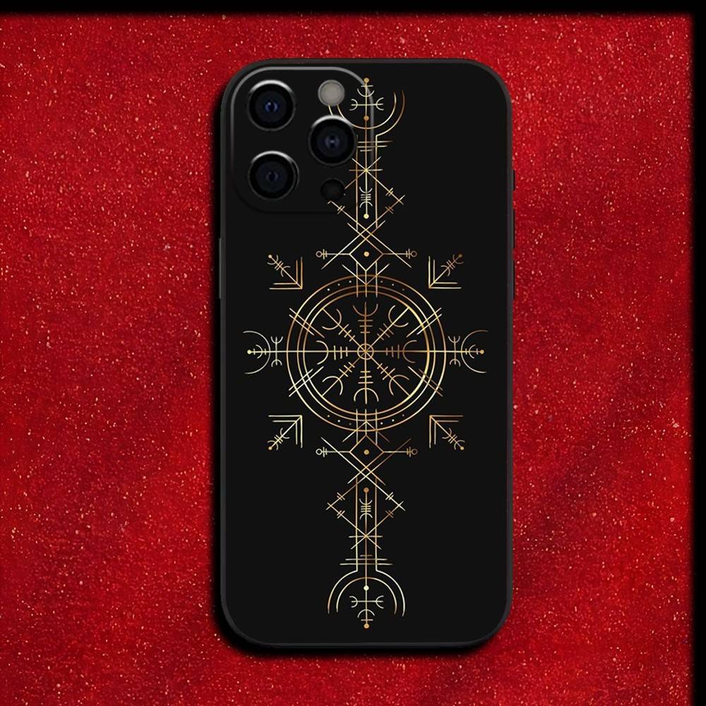 V-Викинг V-Вегвизир Навигационный Компас Чехол для Телефона Для iPhone 16,15,14,13,12,11,Pro,XS,Max,XR,Plus,E,SE4,Mini Черный Чехол