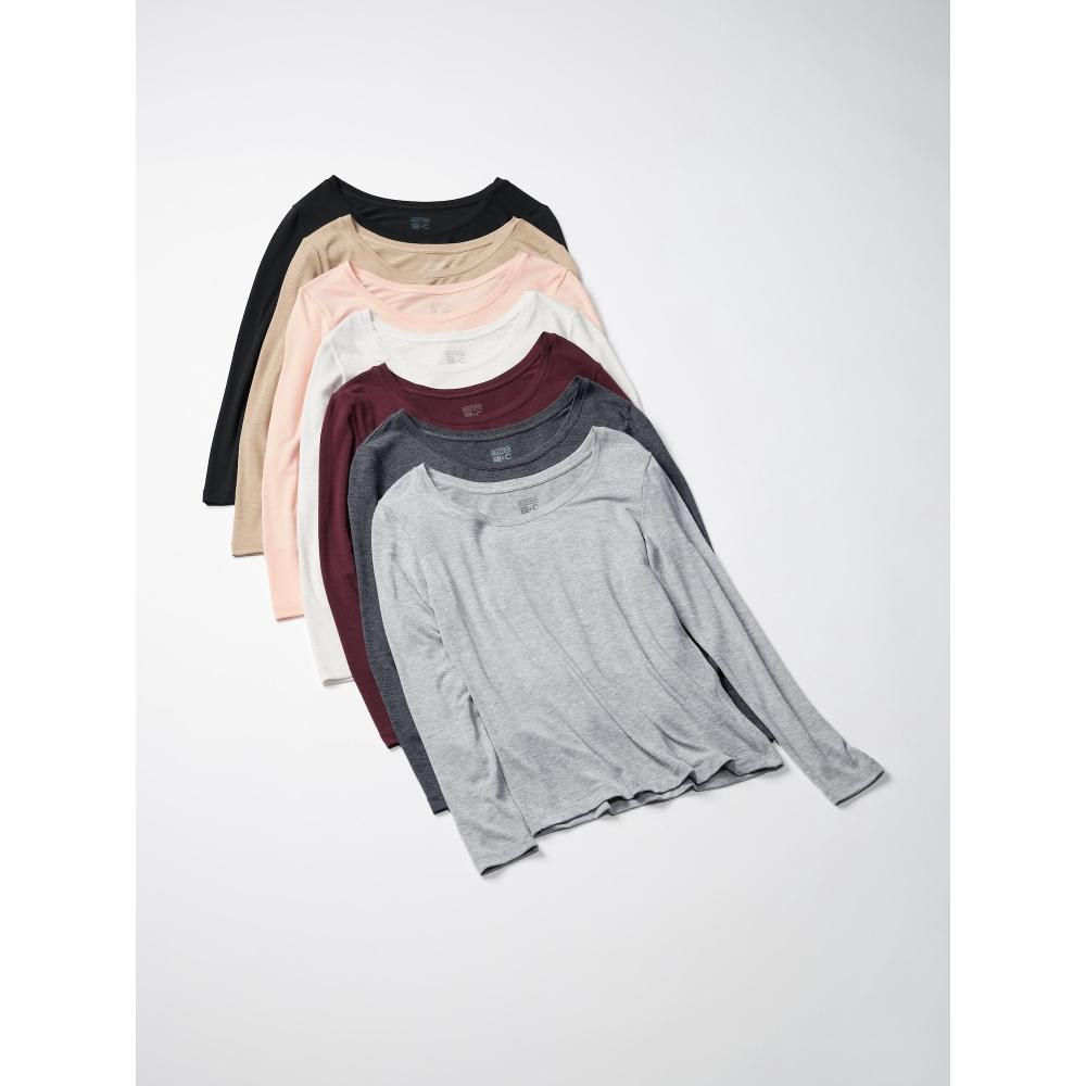 Uniqlo HeaTTech Кашемировая смесь Футболка с круглым вырезом