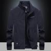 Spring New Men's Outdoor Casual Stand-up Collar Jacket, Youth Large Size Solid Color Elastic Jacket