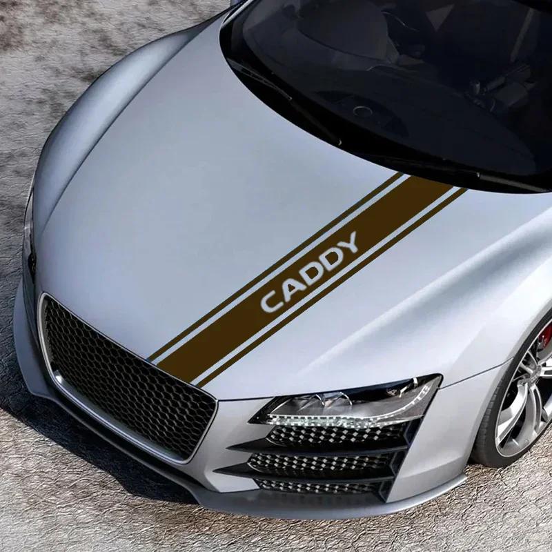 HAT1 Car Front Bonnet Hood Stickers Vinyl Decals Exterior for Volkswagen VW CADDY Emblem Body Anti Scratch Film Stripe Accessories