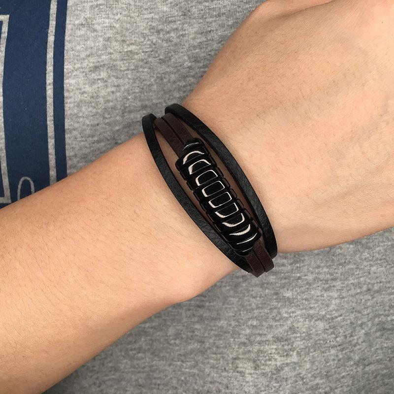 Meier Fashion leather cord handwoven bracelet men's bangle ethnic style hot selling jewelry