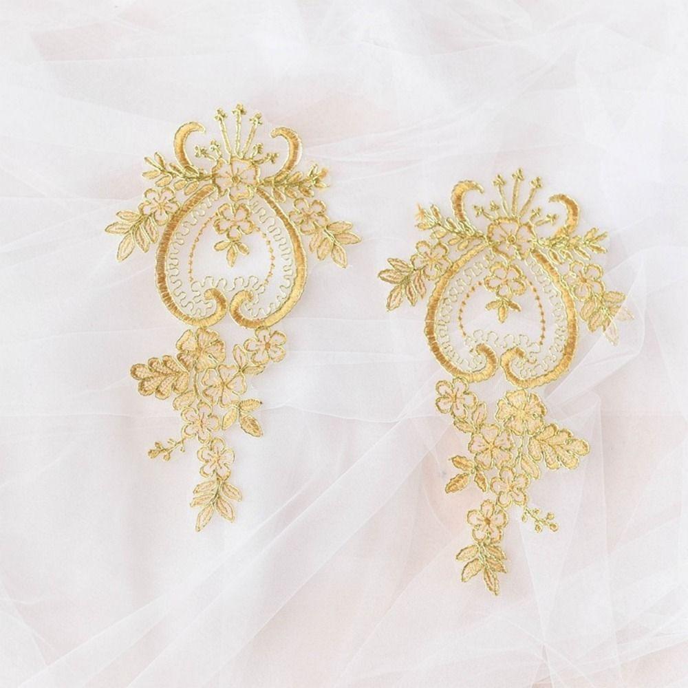 2pcs Organza Fabric Lace Applique Patch Handmade Craft DIY Sewing Lace Accessories Quilting