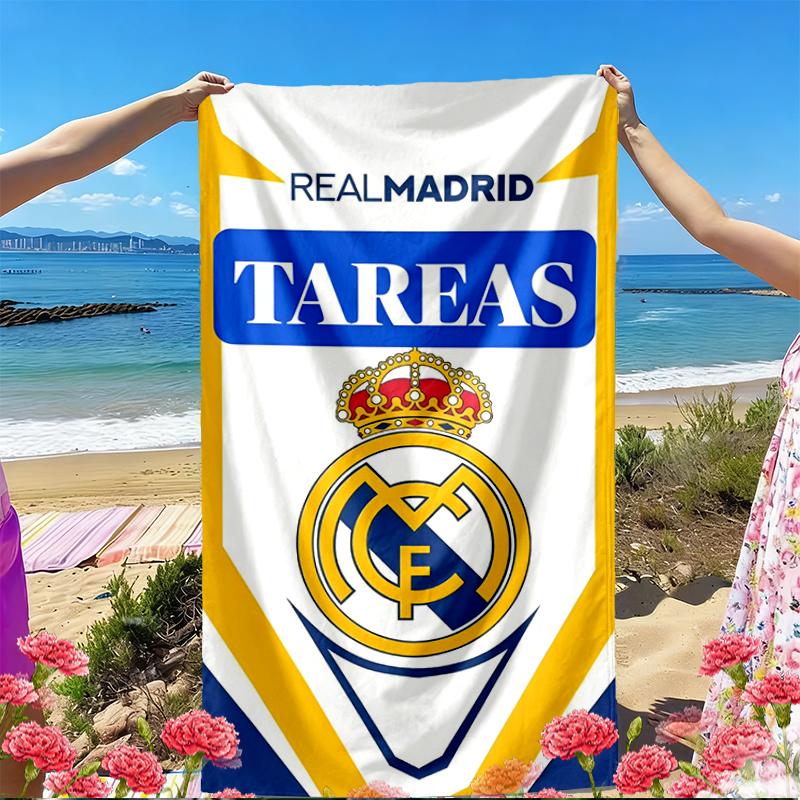 Real Madrid Print Beach Towel, Versatile Lightweight Absorbent Beach Towel for Pool Surf Yoga Bathroom, Perfect Birthday Holiday Gift