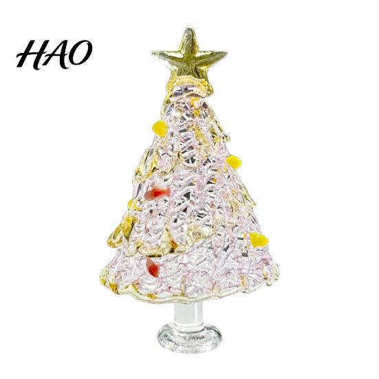 Crystal Tree Desk Ornament Hand Blown Glass Christmas Figurine, Mini Tabletop Ornaments Xmas Ornament, Handmade Desktop Holiday Decoration Decorative