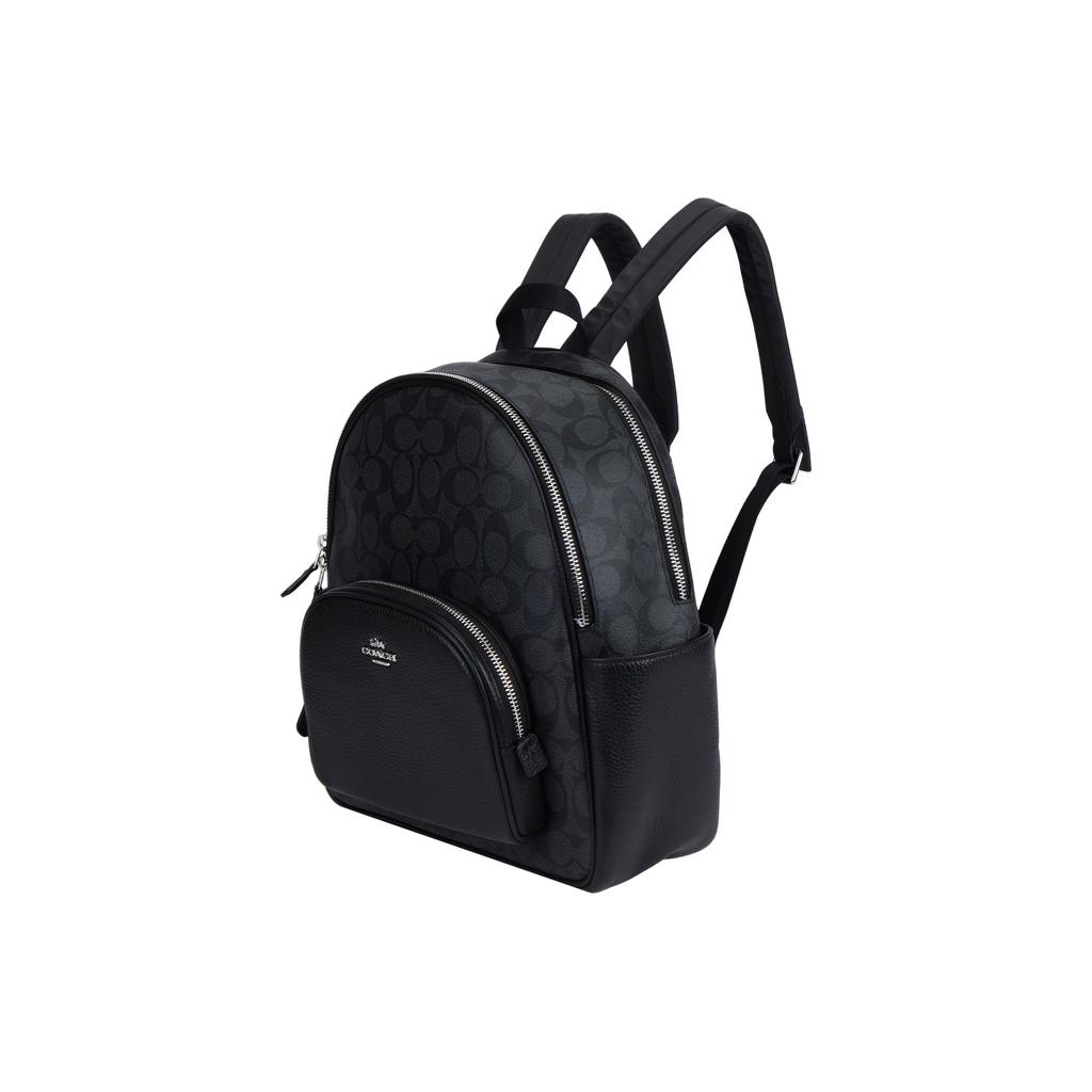 Coach Court 27 Classic Monogram Zip Canvas And Leather Backpack Unisex Backpack Black 5671-SVTSQ