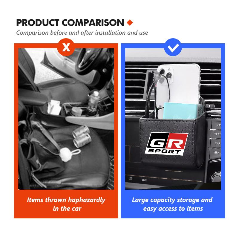 For Toyota Car Air Outlet Storage Box Phone Lipstick Lighter Organizer Crown Yaris Corolla Prius Auris CHR Avalon GR Camry