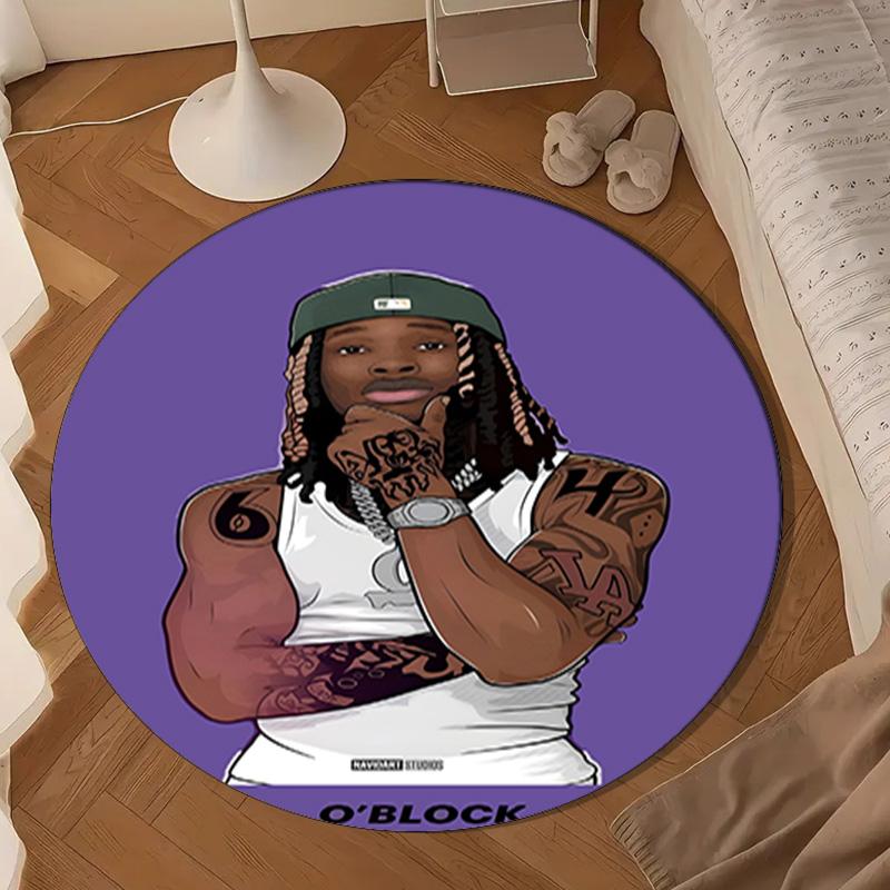 Rapper With Chains And Tattoos Round Rug for Livingroom,Bedroom, Palyroom, Chair Rug, Area rug, Circle Carpet, Large Size Fan Christmas gift