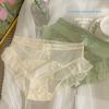Ladies Spring and Summer Cute Sexy Sweet Lace Patchwork Ice Silk Gauze Mid Waist Panties