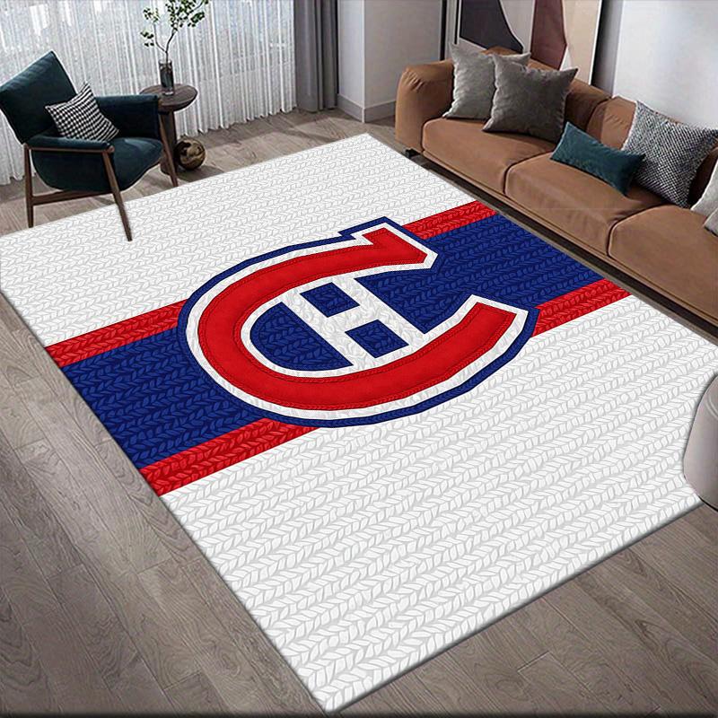 Квадратный ковер с фланелевым узором Montreal Canadiens, Ковер для гостиной, спальни, дивана, игровой комнаты, Нескользящий коврик для пола