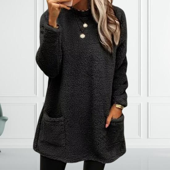 Стильная женская флисовая дубленка с карманом средней длины, утолщенная однотонная теплая зимняя верхняя одежда с капюшоном
