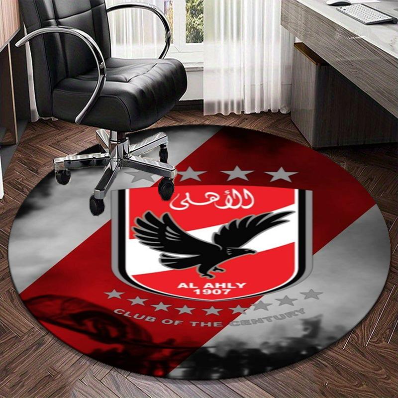 1PC round rug Ahly Football club Printed Round Area Rug ,Rug For Home Office, Round Chair Rug, Decorative Carpet Fan gifts Christmas gift