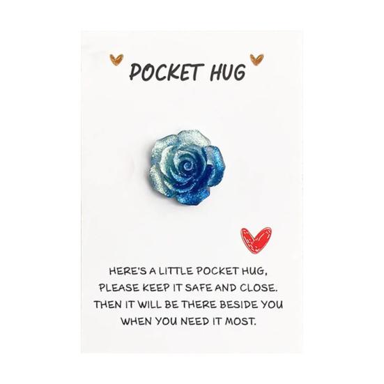Pocket Hug Card with Gradient Rose for Women Men Mini Pocket Hug Tokens with Greeting Card Inspirational Gifts for Long Distance Relationship