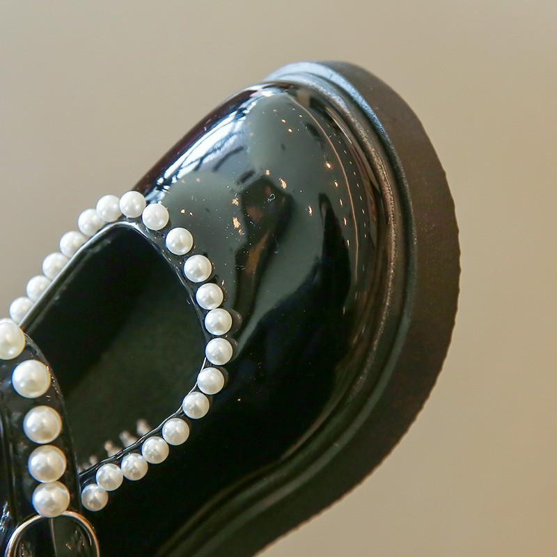 Girl's Pearl Shallow Soft Leather Flat Shoes Children Princess Shoes Birthday Wedding Party Toddler Kids Shoes