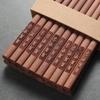 Red Sandalwood Chopsticks - Set of 10 Solid Wood, No Paint/Wax, Antibacterial, Anti-mildew, Engraved Logo, Ideal for Home Use