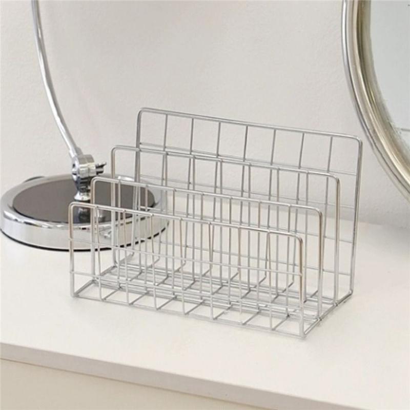 Newspaper Storage Holder Three-Tier Iron Hollow Magazine Bookshelf Organizer 1Pcs Book Rack Home Shelf Storage Basket