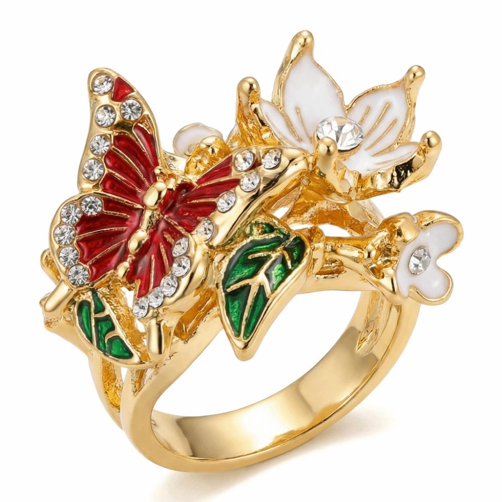 Oil Dripping Butterfly Ring Elegant Finger Jewelry Sweet Opening Finger Ring  Ladies Jewelry