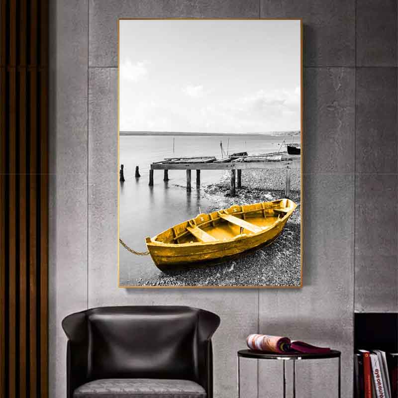 Скандинавские плакаты с изображением лодки и дерева, пейзаж, печать на холсте, картины с мостом через озеро, настенное искусство, современный домашний декор, фотографии для гостиной