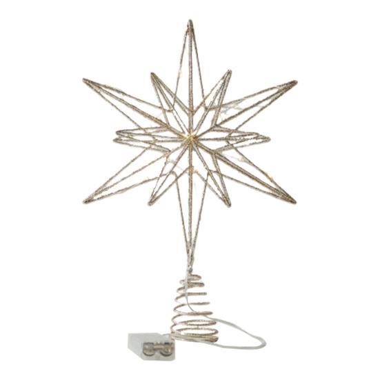 Рождественская елка, 3D, железная верхушка для елки, украшение в виде звезды со светодиодными огнями, праздничный декор, блестящая верхушка для рождественских елок в помещении и на улице